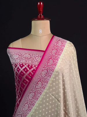 Noor-e-Banaras Pure Crêpe Silver Zari Weave 