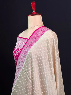 Noor-e-Banaras Pure Crêpe Silver Zari Weave 