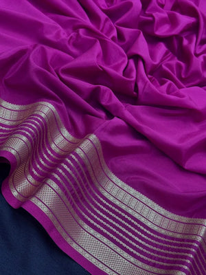 Luxe Drapes: Semi Mysore Crepe Silk Saree for Timeless Elegance-(KH Anusuya) 