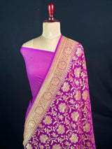 Royal Floral Zari Pure Banarasi Georgette Silk Saree