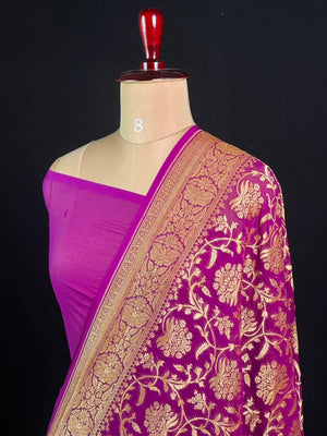 Royal Floral Zari Pure Banarasi Georgette Silk Saree