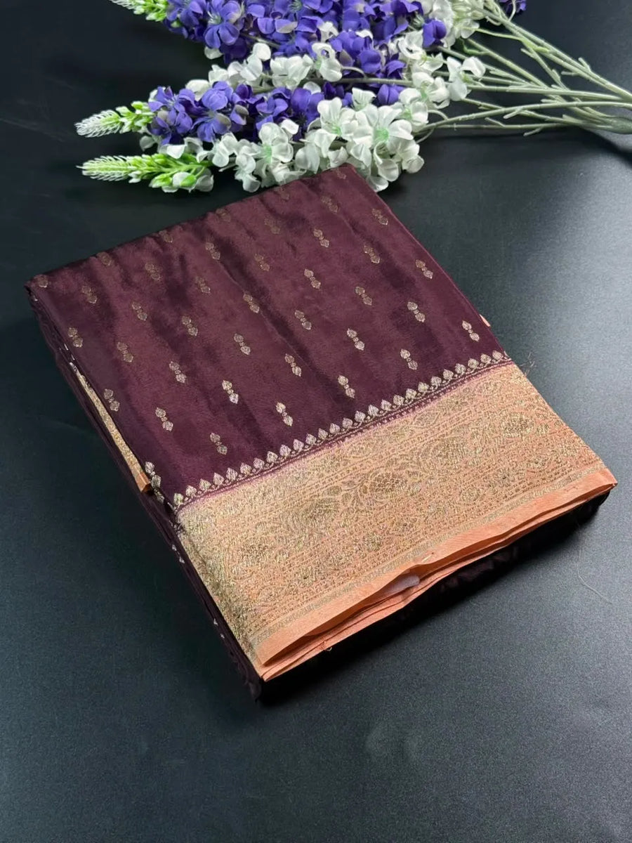 Korean Silk Floral Zari Saree
