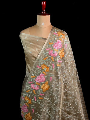  Elegant Kota Multi Buta Saree with Floral Embroidered Pallu