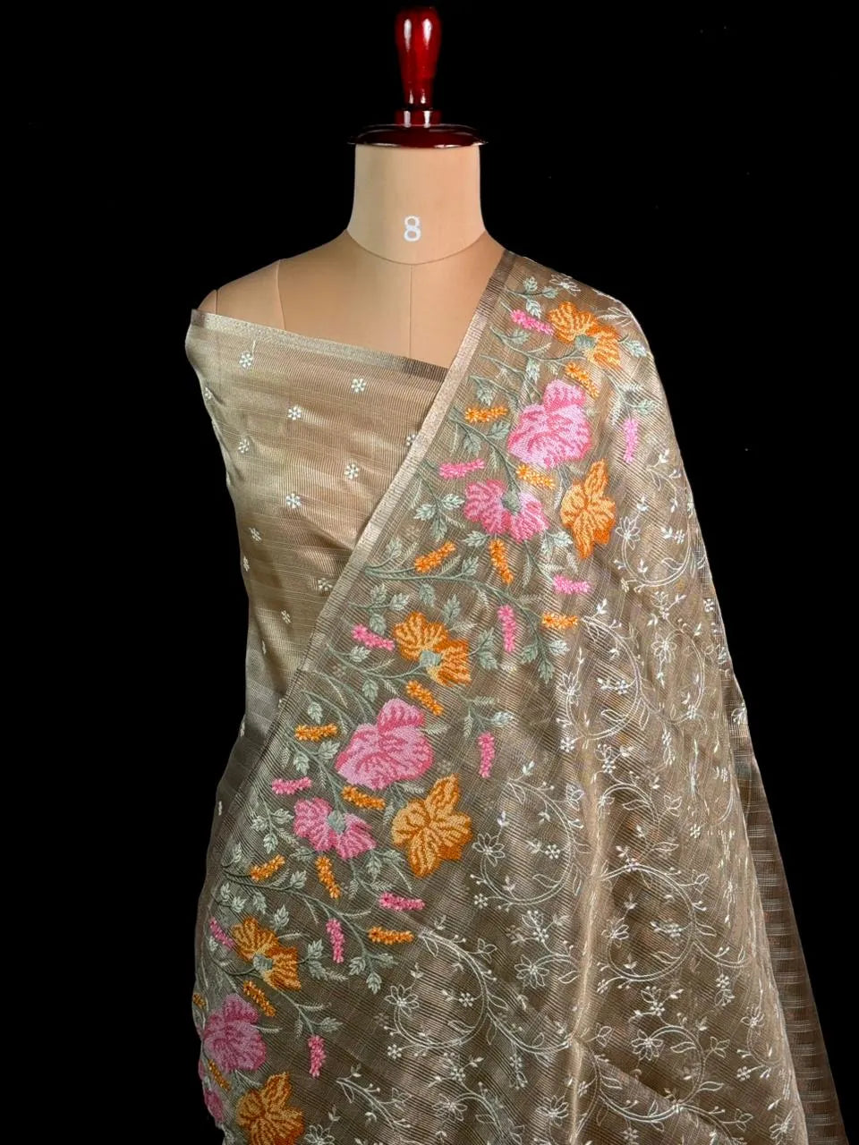  Elegant Kota Multi Buta Saree with Floral Embroidered Pallu