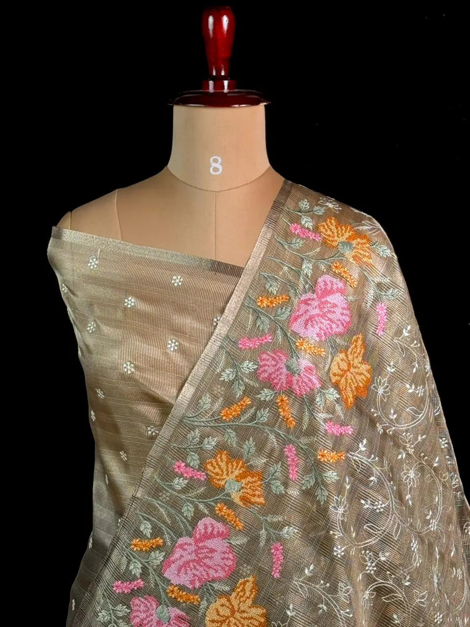  Elegant Kota Multi Buta Saree with Floral Embroidered Pallu