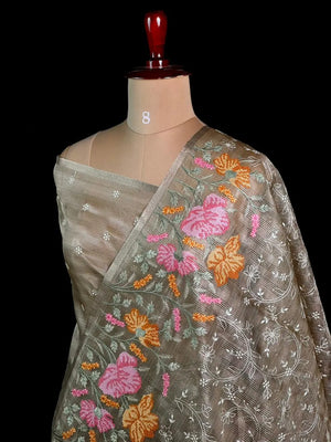  Elegant Kota Multi Buta Saree with Floral Embroidered Pallu