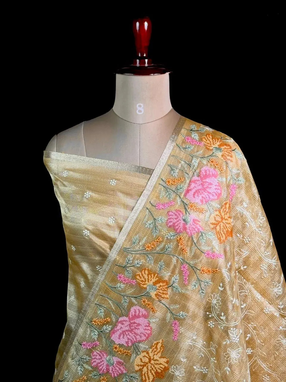  Elegant Kota Multi Buta Saree with Floral Embroidered Pallu