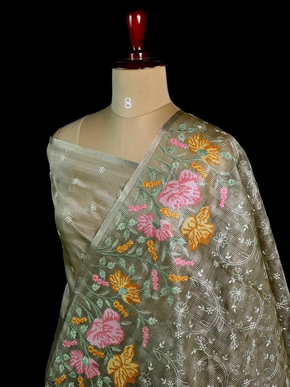  Elegant Kota Multi Buta Saree with Floral Embroidered Pallu