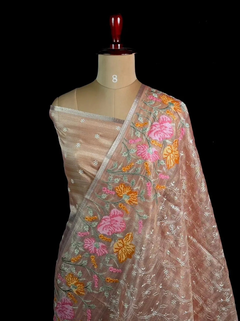  Elegant Kota Multi Buta Saree with Floral Embroidered Pallu