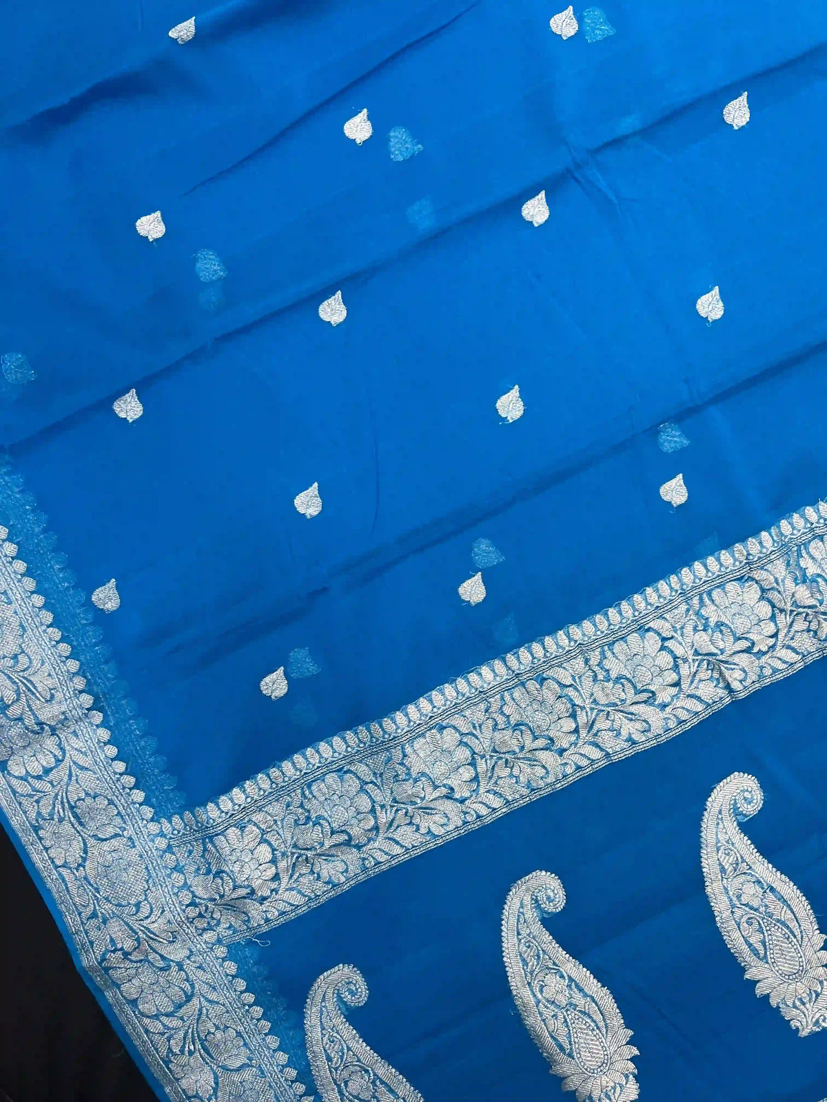 Banarasi Pure Khaddi Chiffon Saree-Self 