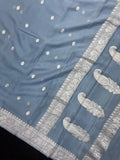 Banarasi Pure Khaddi Chiffon Saree-Self 