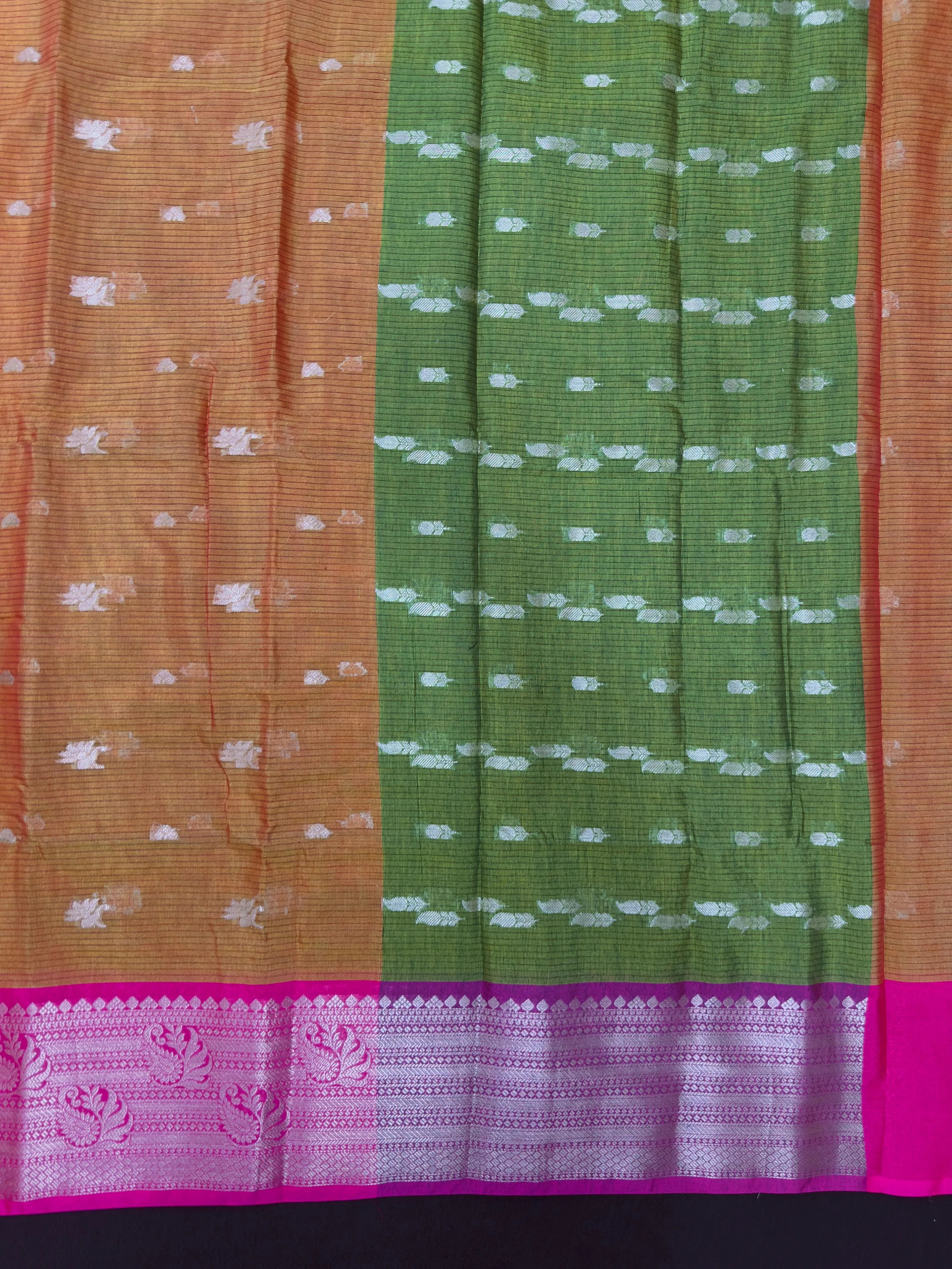 Kanchi linen saree with temple border and soft linen texture – ideal for festive and everyday traditional wear