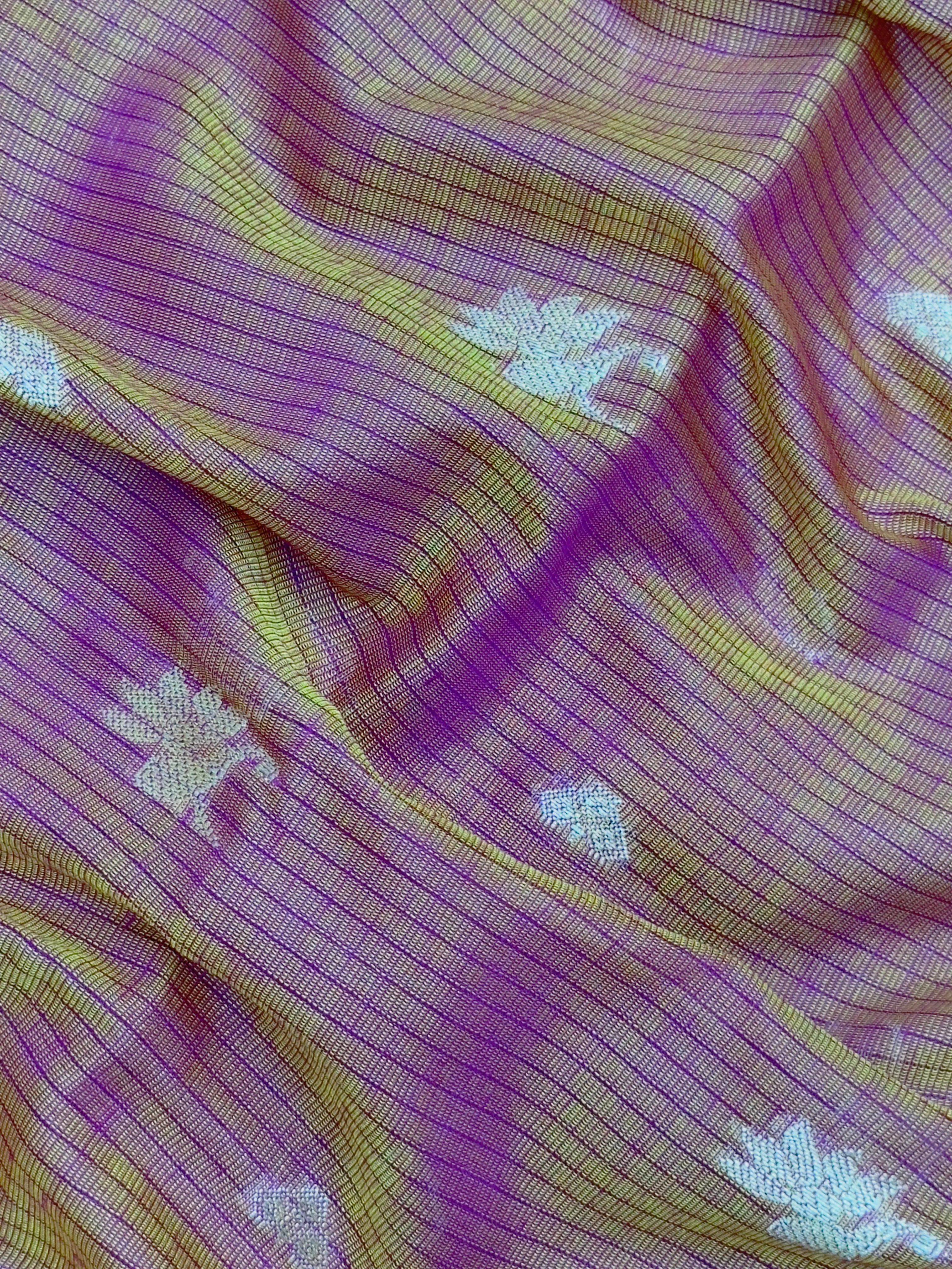 Kanchi linen saree with temple border and soft linen texture – ideal for festive and everyday traditional wear