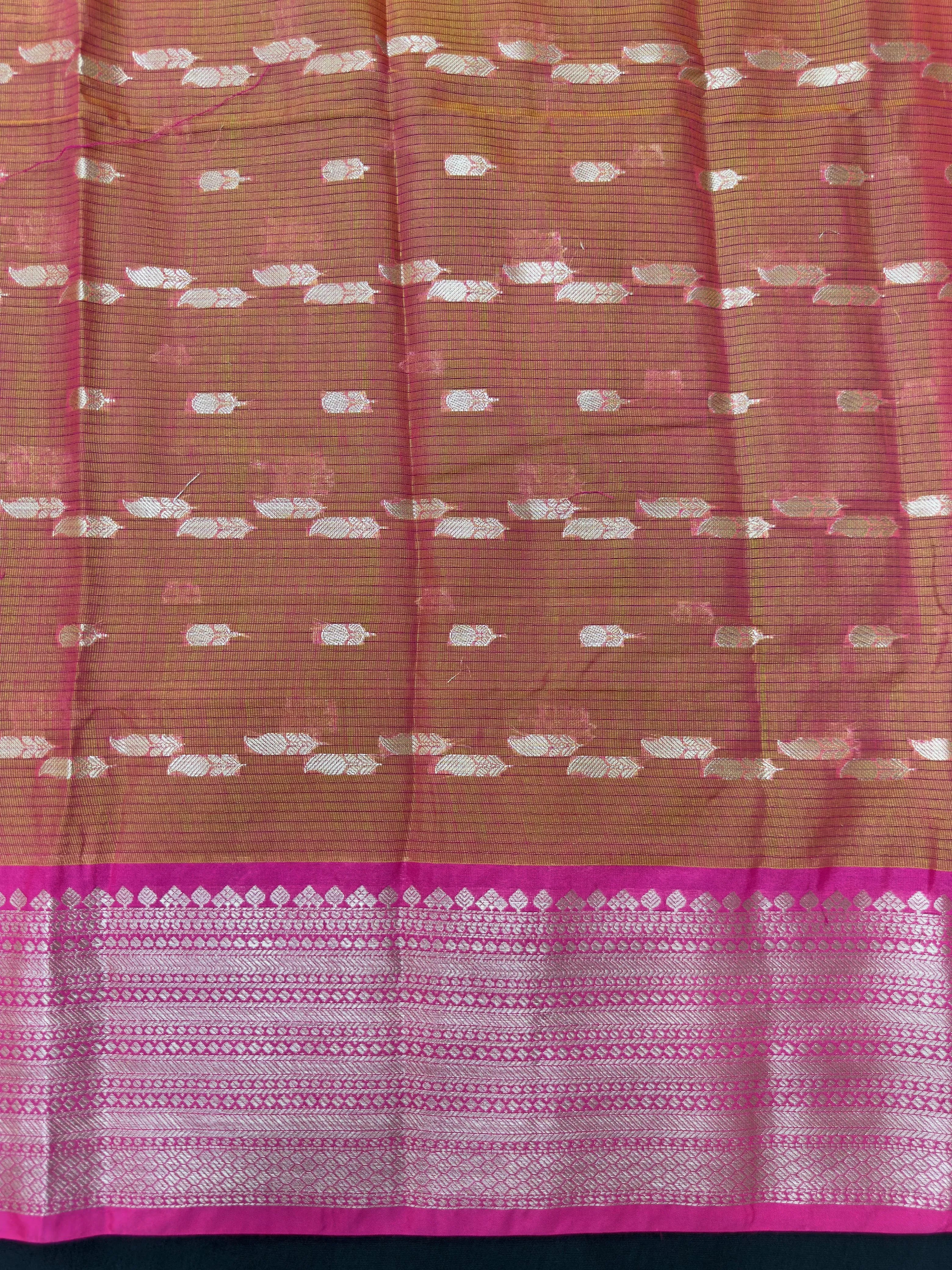 Kanchi linen saree with temple border and soft linen texture – ideal for festive and everyday traditional wear