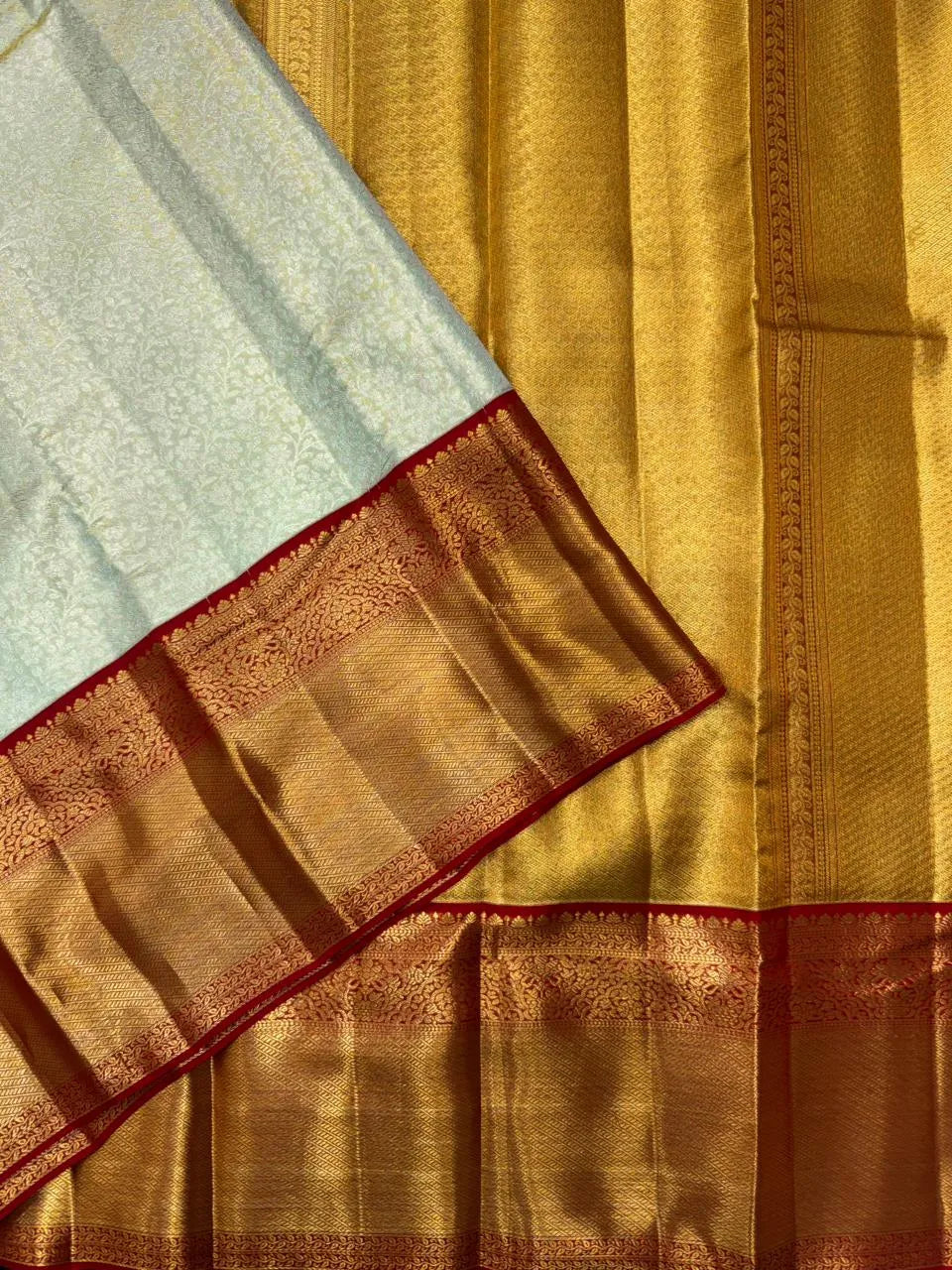 Handwoven Pure Kanchi Tussar Silk Saree with Rich Zari Elegance-(Kanchipuram silk 10)