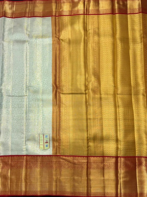 Handwoven Pure Kanchi Tussar Silk Saree with Rich Zari Elegance-(Kanchipuram silk 10)