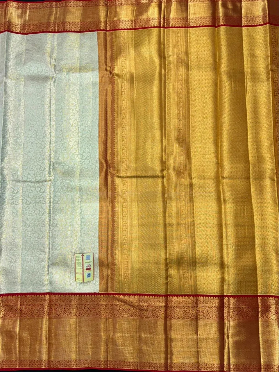 Handwoven Pure Kanchi Tussar Silk Saree with Rich Zari Elegance-(Kanchipuram silk 10)