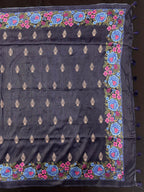 Heritage Charm: Handwoven Tusser Silk Saree-Kanyakumari Border