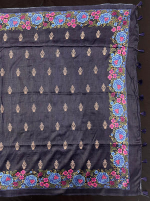 Heritage Charm: Handwoven Tusser Silk Saree-Kanyakumari Border