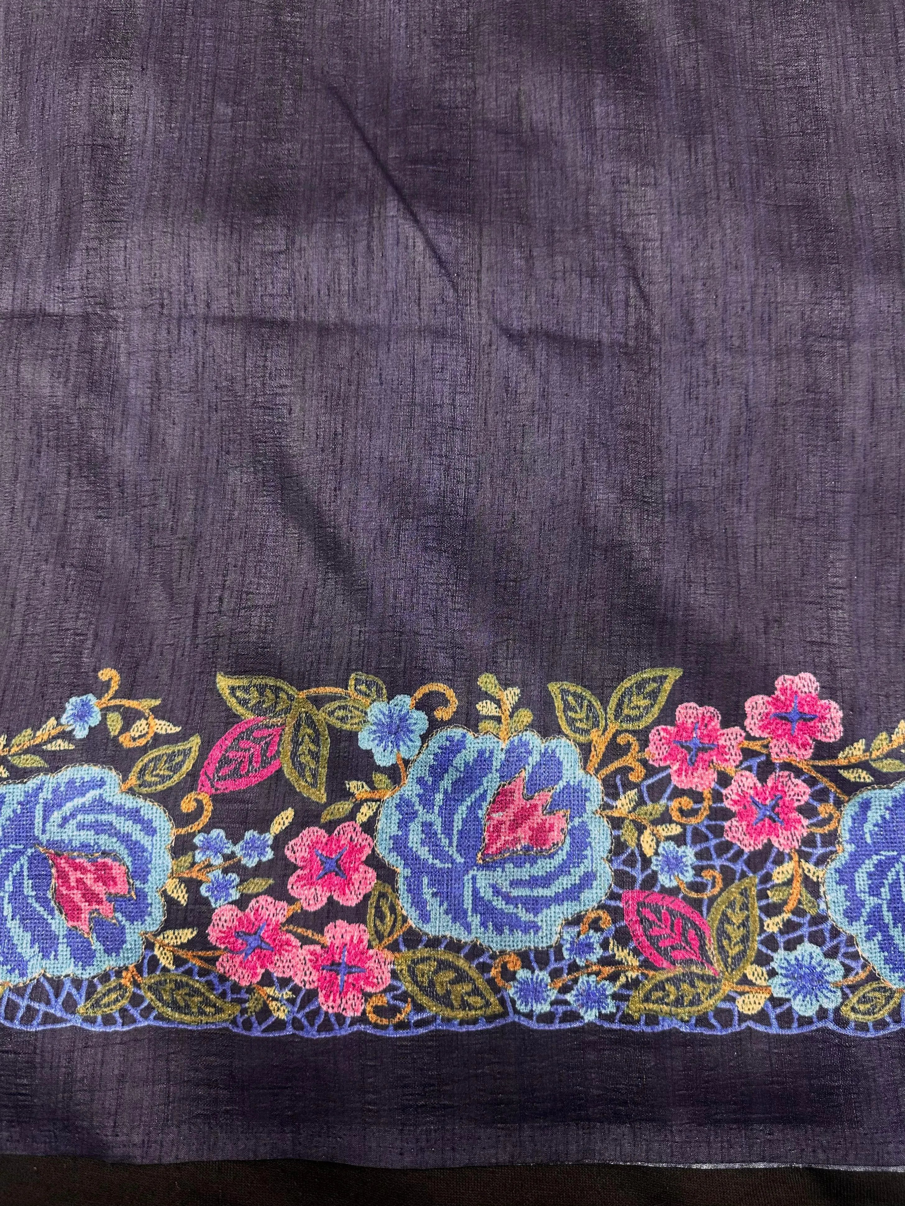 Heritage Charm: Handwoven Tusser Silk Saree-Kanyakumari Border