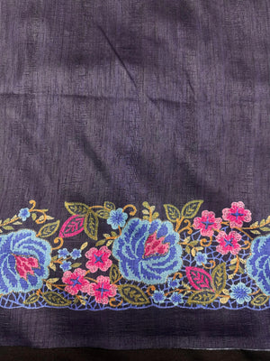Heritage Charm: Handwoven Tusser Silk Saree-Kanyakumari Border