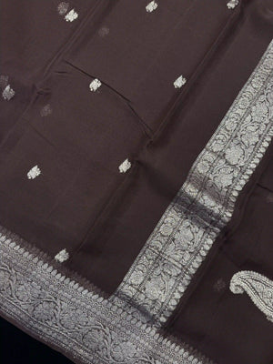Banarasi Pure Khaddi Chiffon Saree-Self 