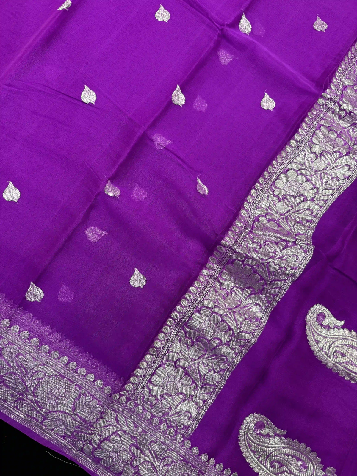 Banarasi Pure Khaddi Chiffon Saree-Self