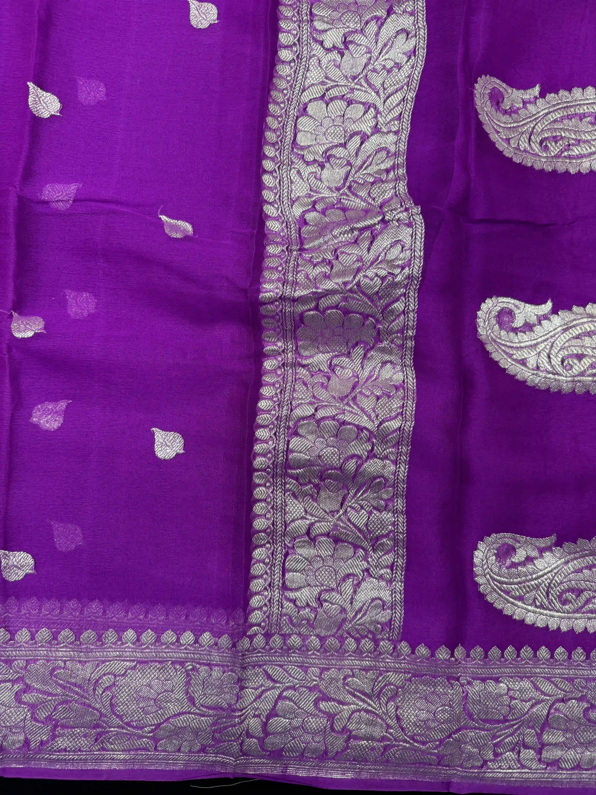 Banarasi Pure Khaddi Chiffon Saree-Self