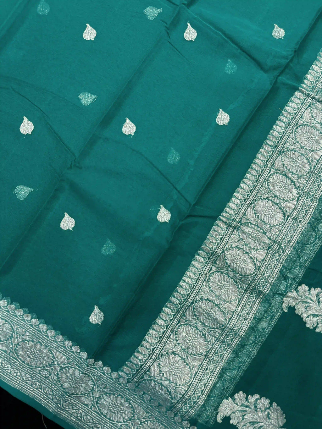 Banarasi Pure Khaddi Chiffon Saree-Self