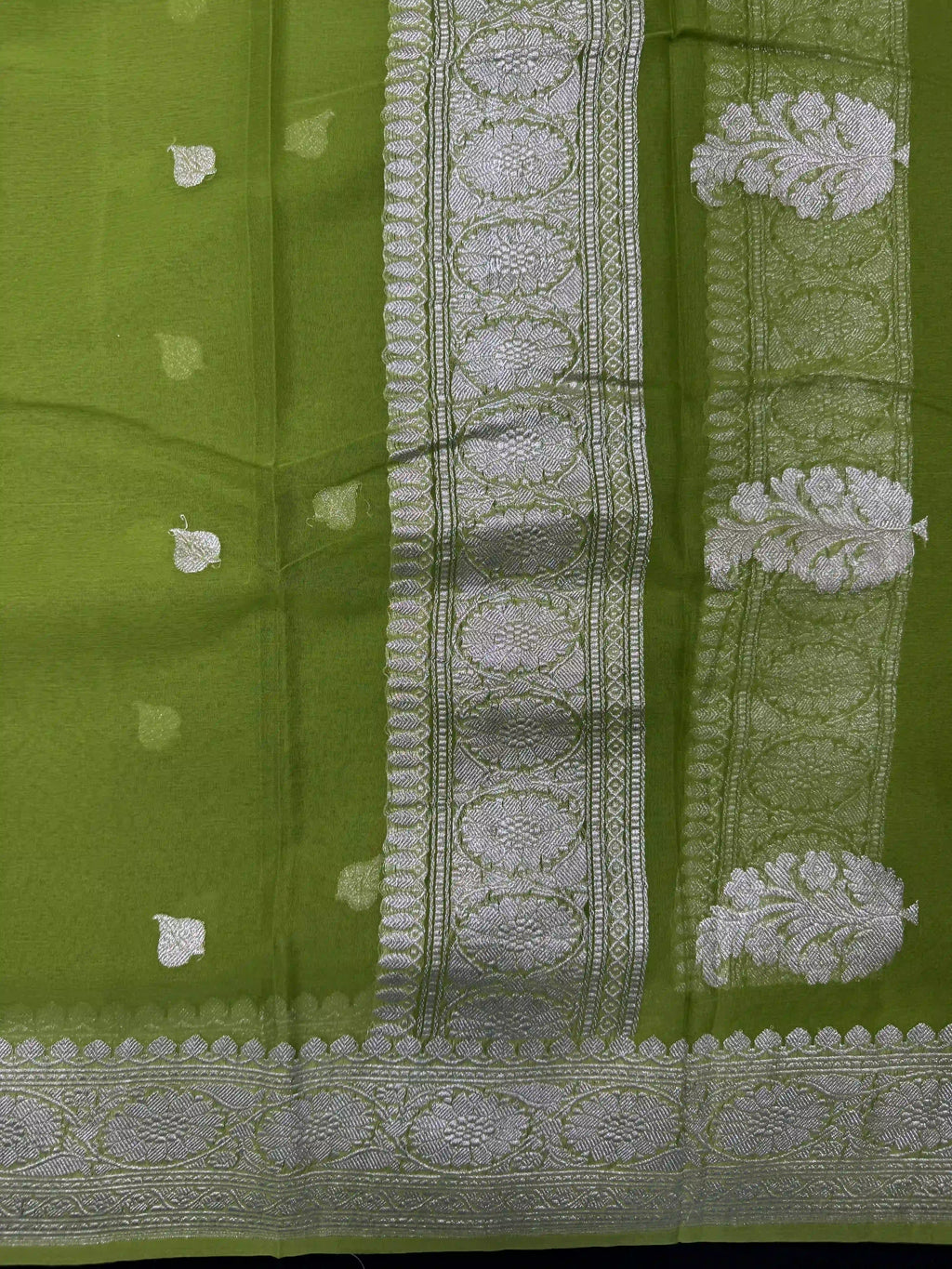 Banarasi Pure Khaddi Chiffon Saree-Self