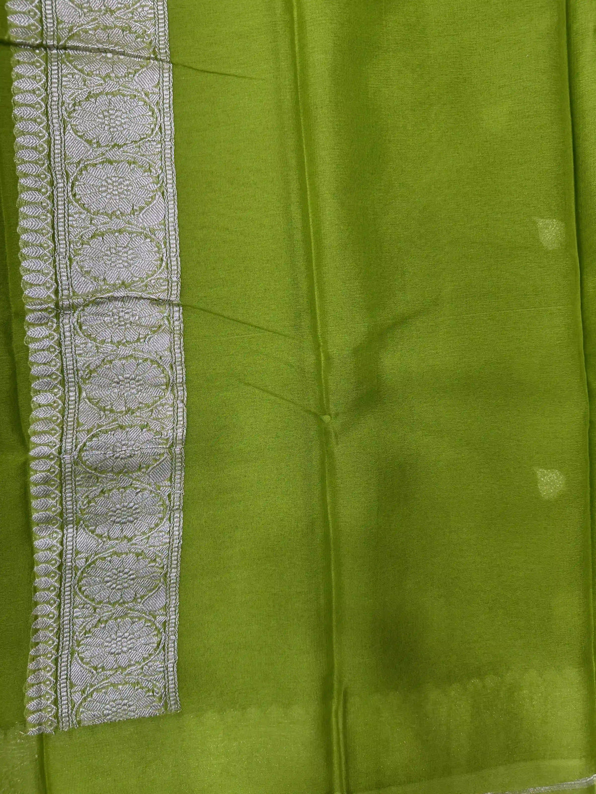 Banarasi Pure Khaddi Chiffon Saree-Self