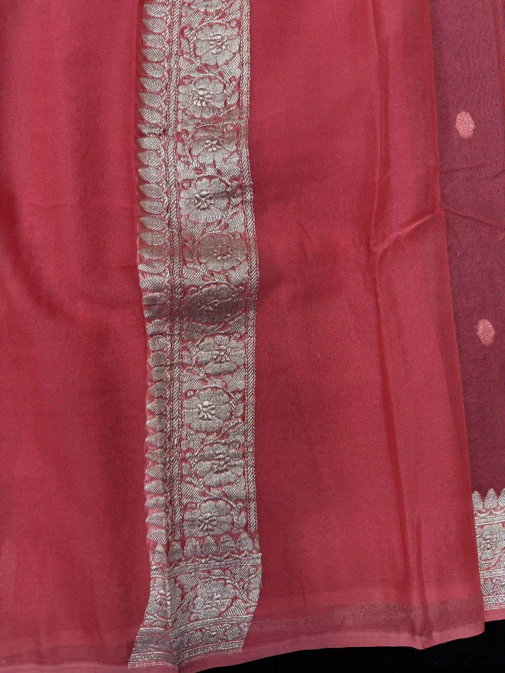Banarasi Pure Khaddi Chiffon Saree-Self