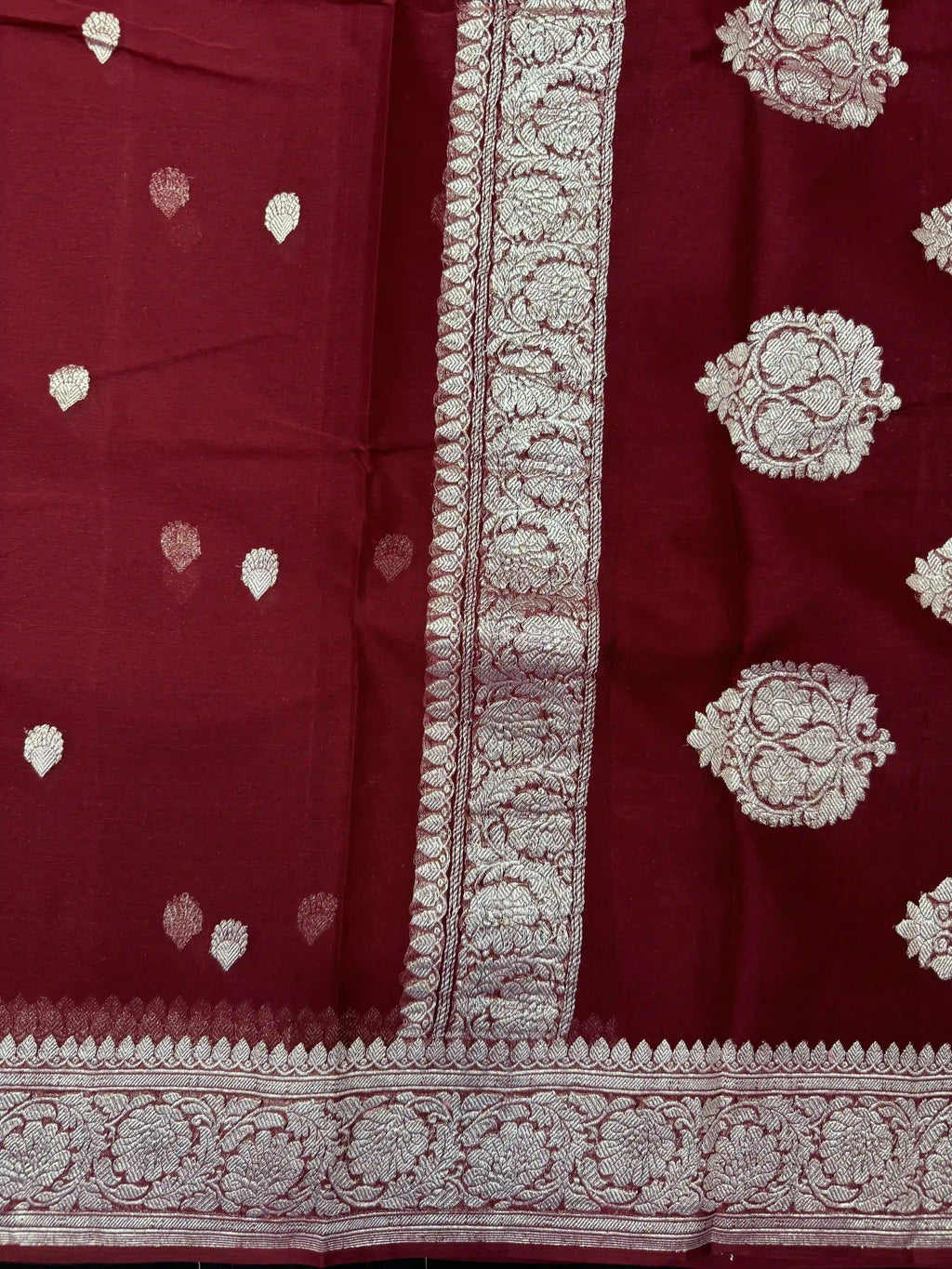 Banarasi Pure Khaddi Chiffon Saree-Self 