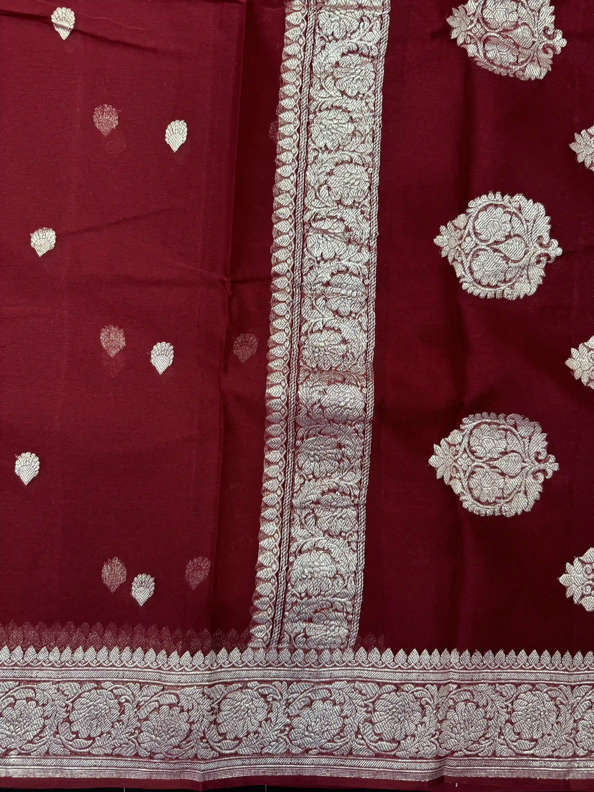 Banarasi Pure Khaddi Chiffon Saree-Self 