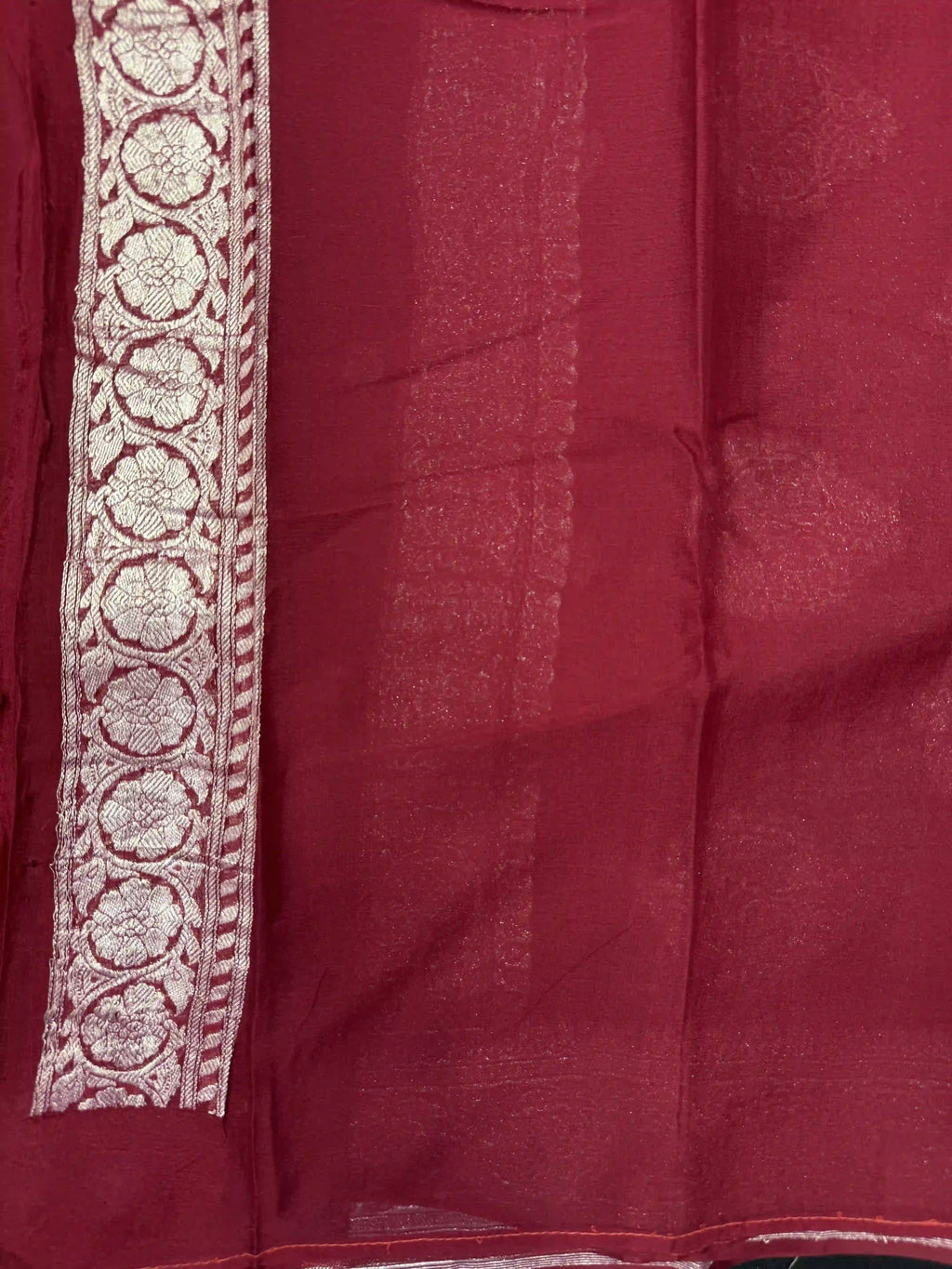Banarasi Pure Khaddi Chiffon Saree-Self 