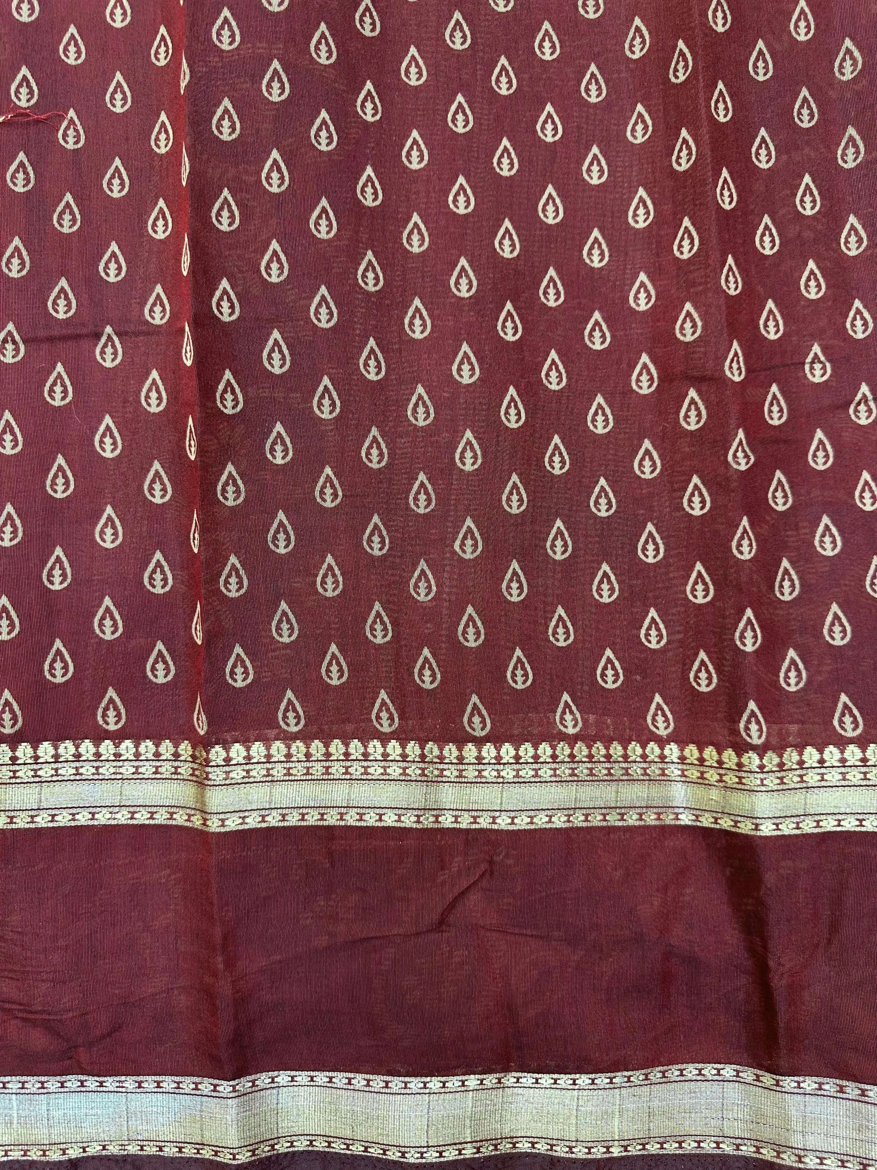 Woman wearing a Cotton Silk Saree with lightweight, soft fabric and subtle sheen, ideal for office, casual, and festive occasions.