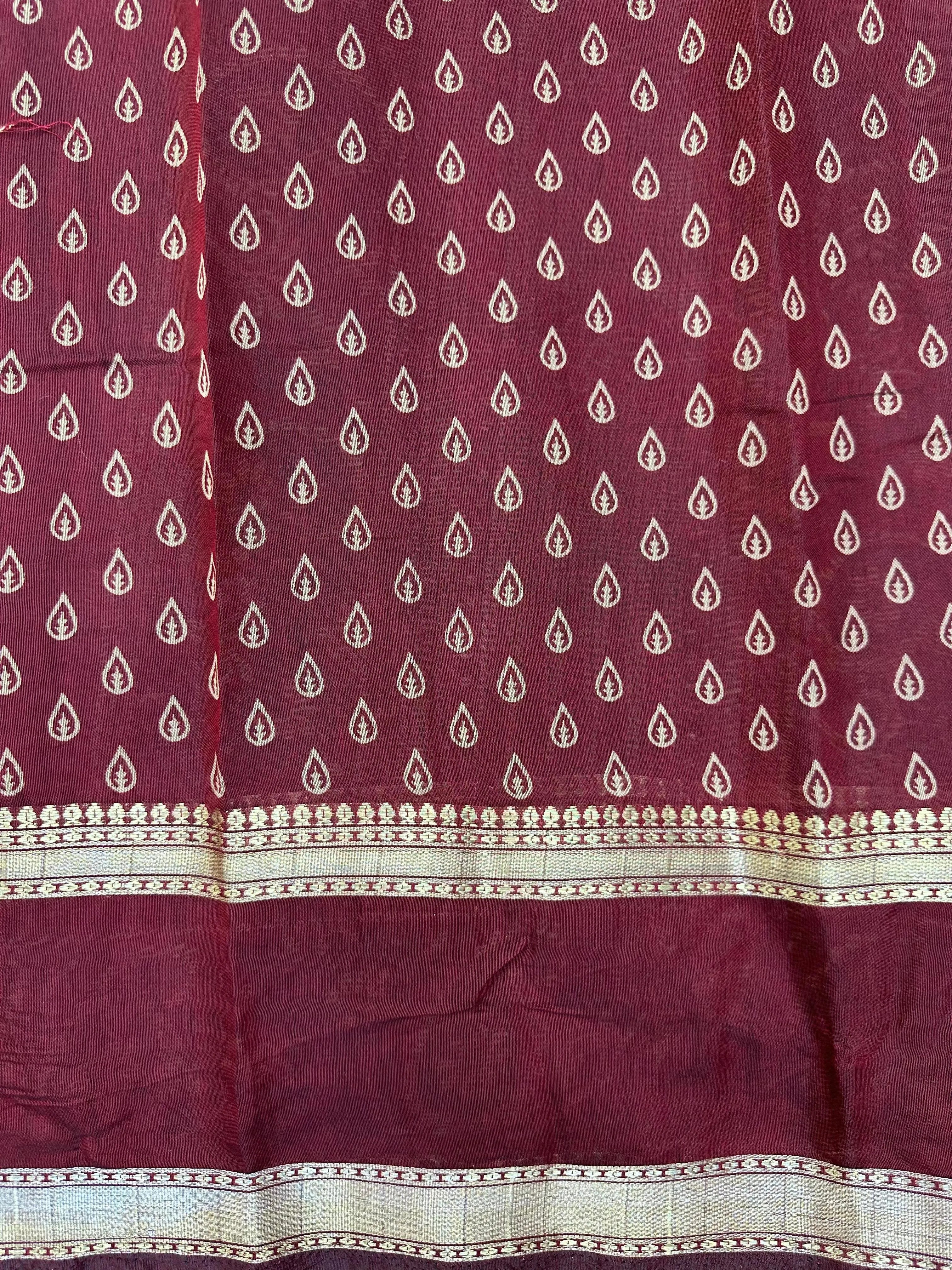 Woman wearing a Cotton Silk Saree with lightweight, soft fabric and subtle sheen, ideal for office, casual, and festive occasions.