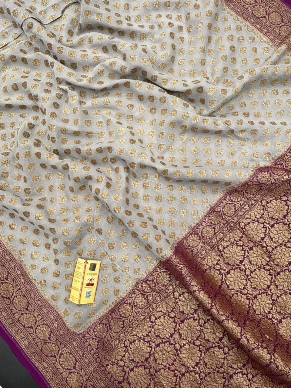 Pure Khaddi Georgette Saree – Handwoven Grace with Regal Zari Weave