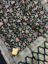 Pure Khaddi Georgette  Meena Saree-(Khaddi Georgette Meena)