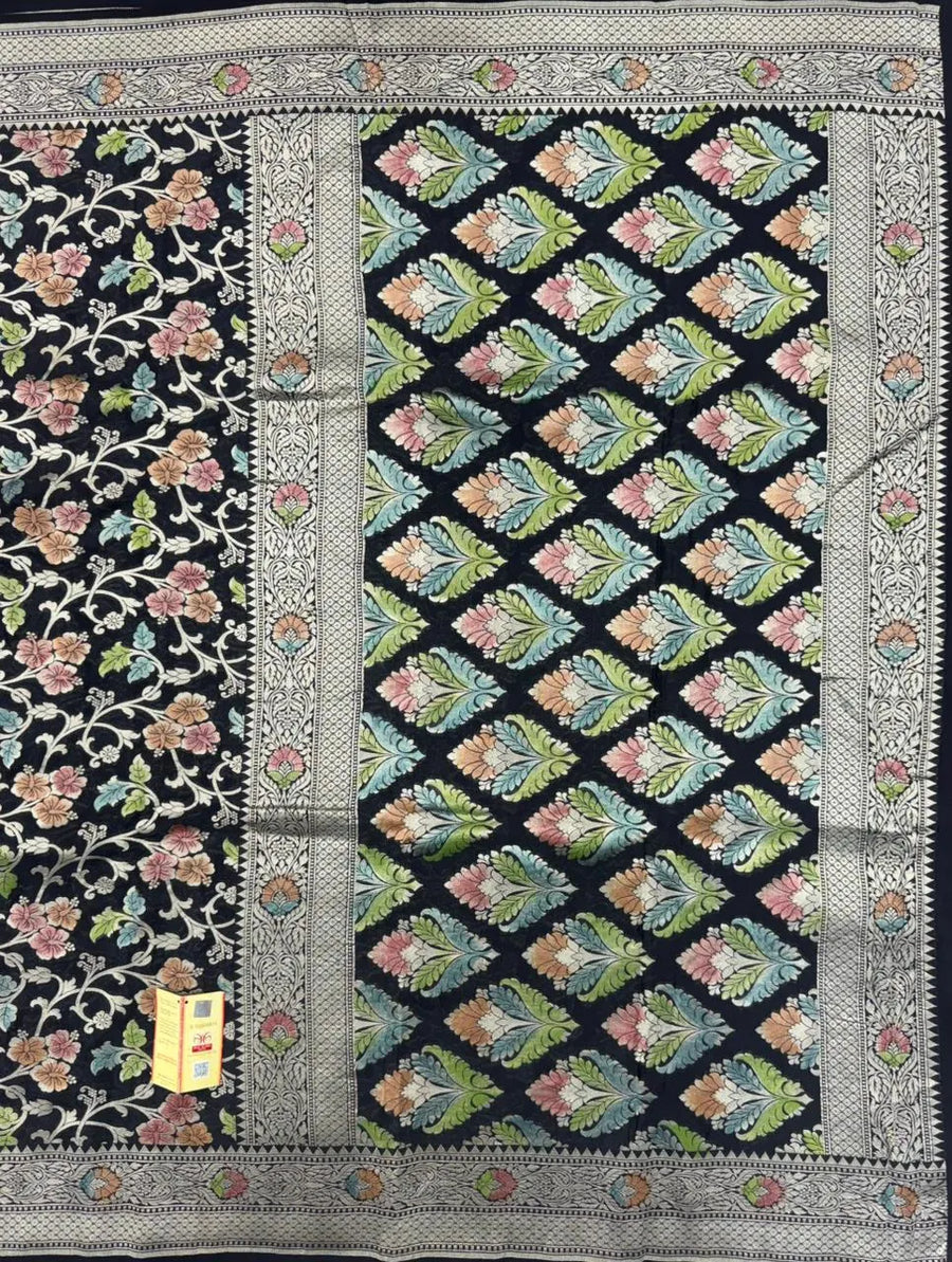 Pure Khaddi Georgette  Meena Saree-(Khaddi Georgette Meena)