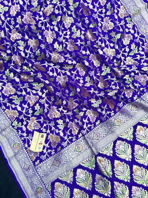 Pure Khaddi Georgette  Meena Saree-(Khaddi Georgette Meena)