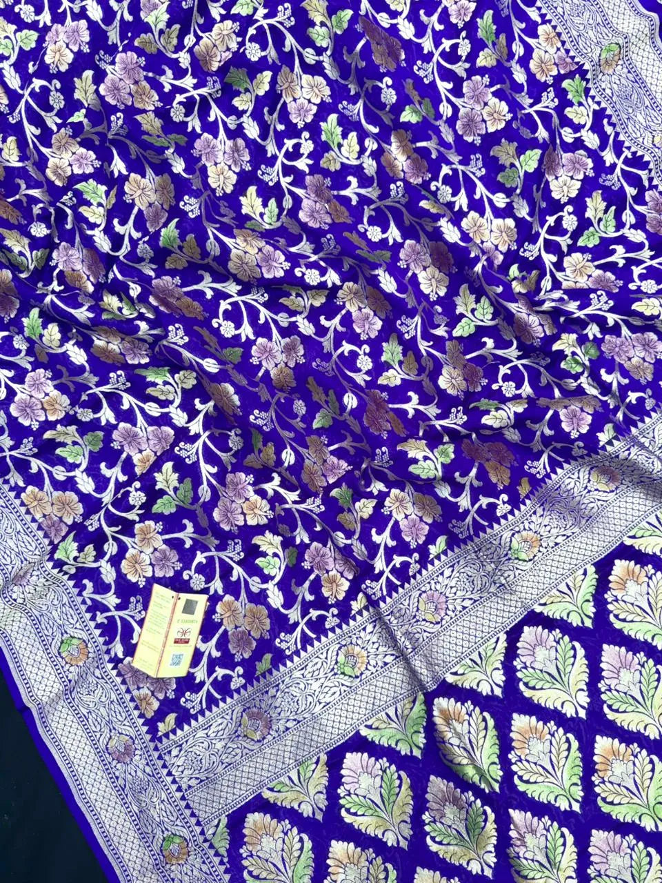 Pure Khaddi Georgette  Meena Saree-(Khaddi Georgette Meena)