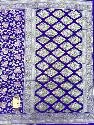 Pure Khaddi Georgette  Meena Saree-(Khaddi Georgette Meena)