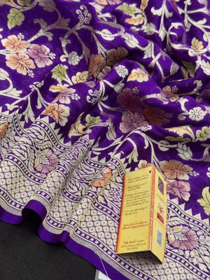 Pure Khaddi Georgette  Meena Saree-(Khaddi Georgette Meena)