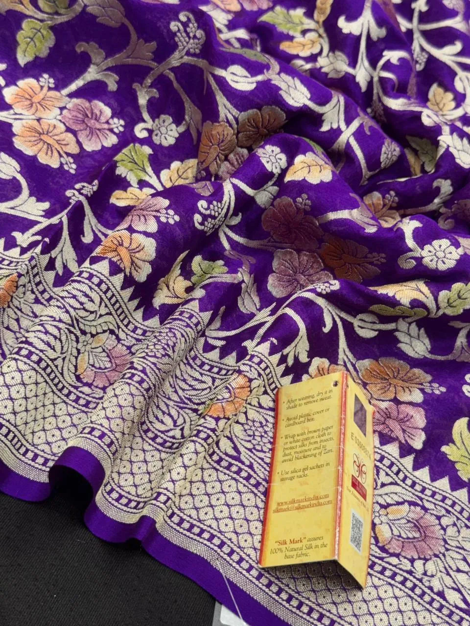 Pure Khaddi Georgette  Meena Saree-(Khaddi Georgette Meena)