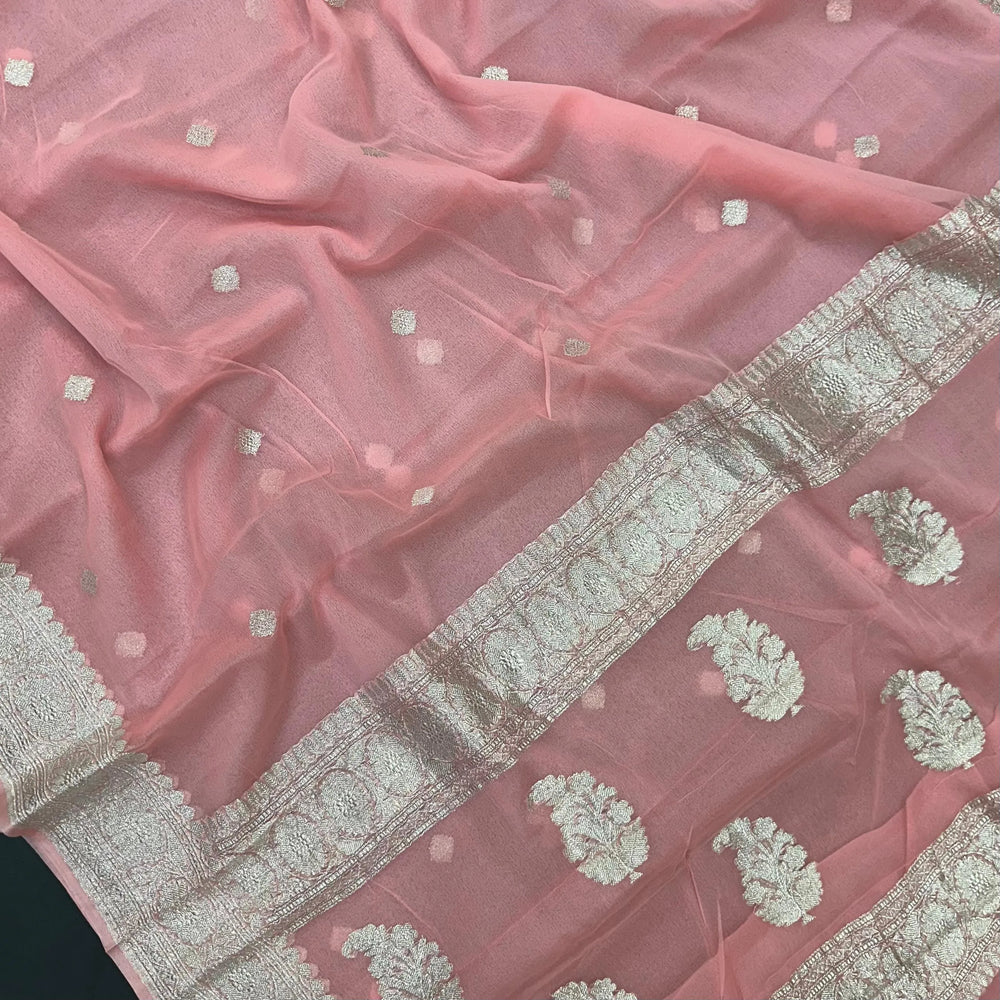 Banarasi Self-Color Pure Khaddi Chiffon