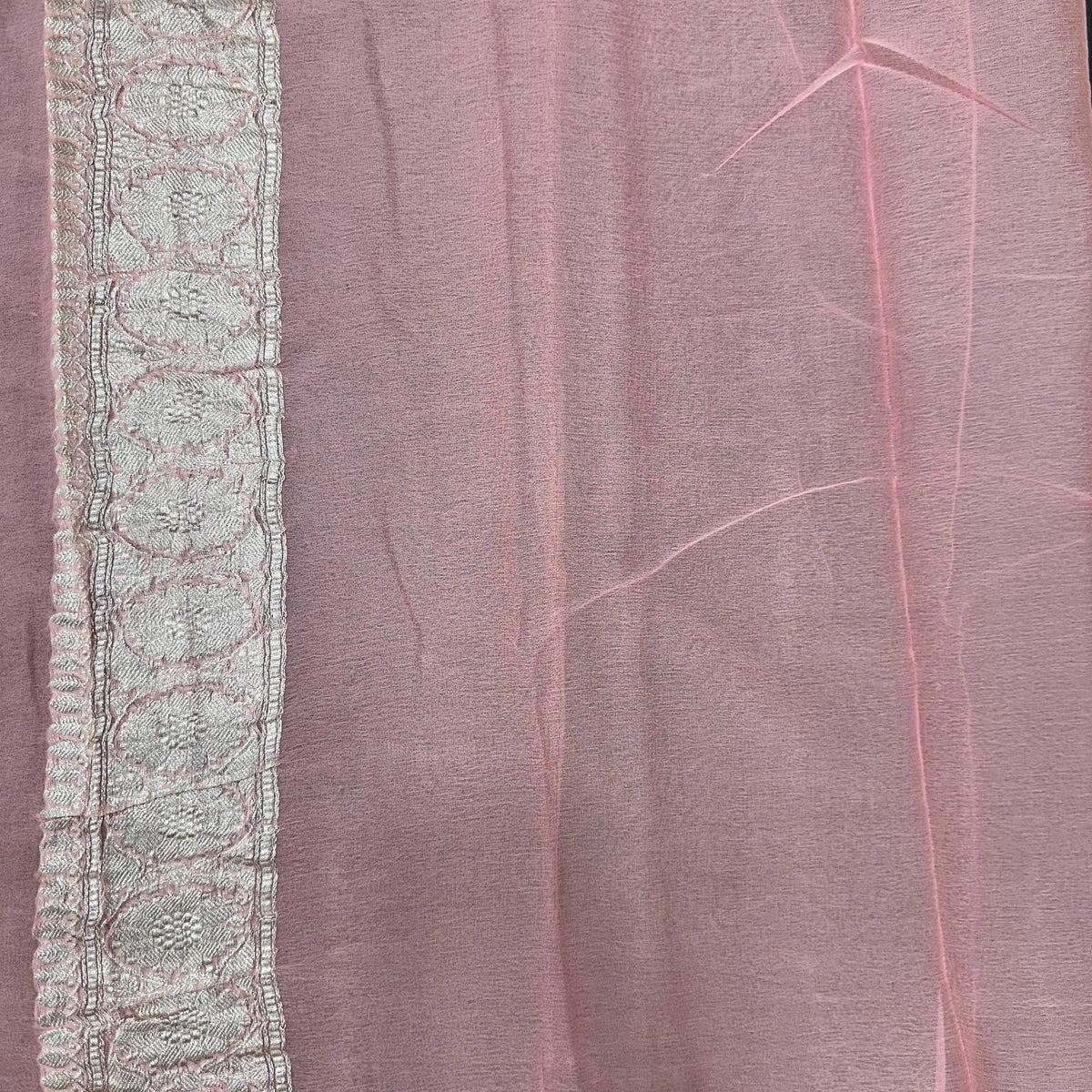Banarasi Pure Khaddi Chiffon Saree-Self