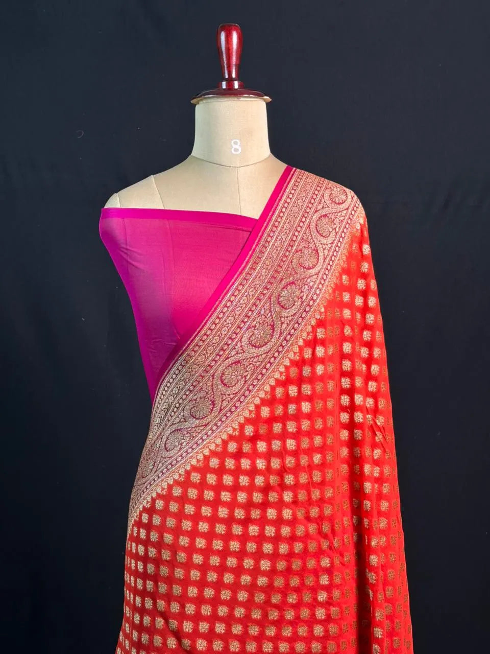 Pure Khaddi Georgette Saree – Handwoven Grace with Regal Zari Weave