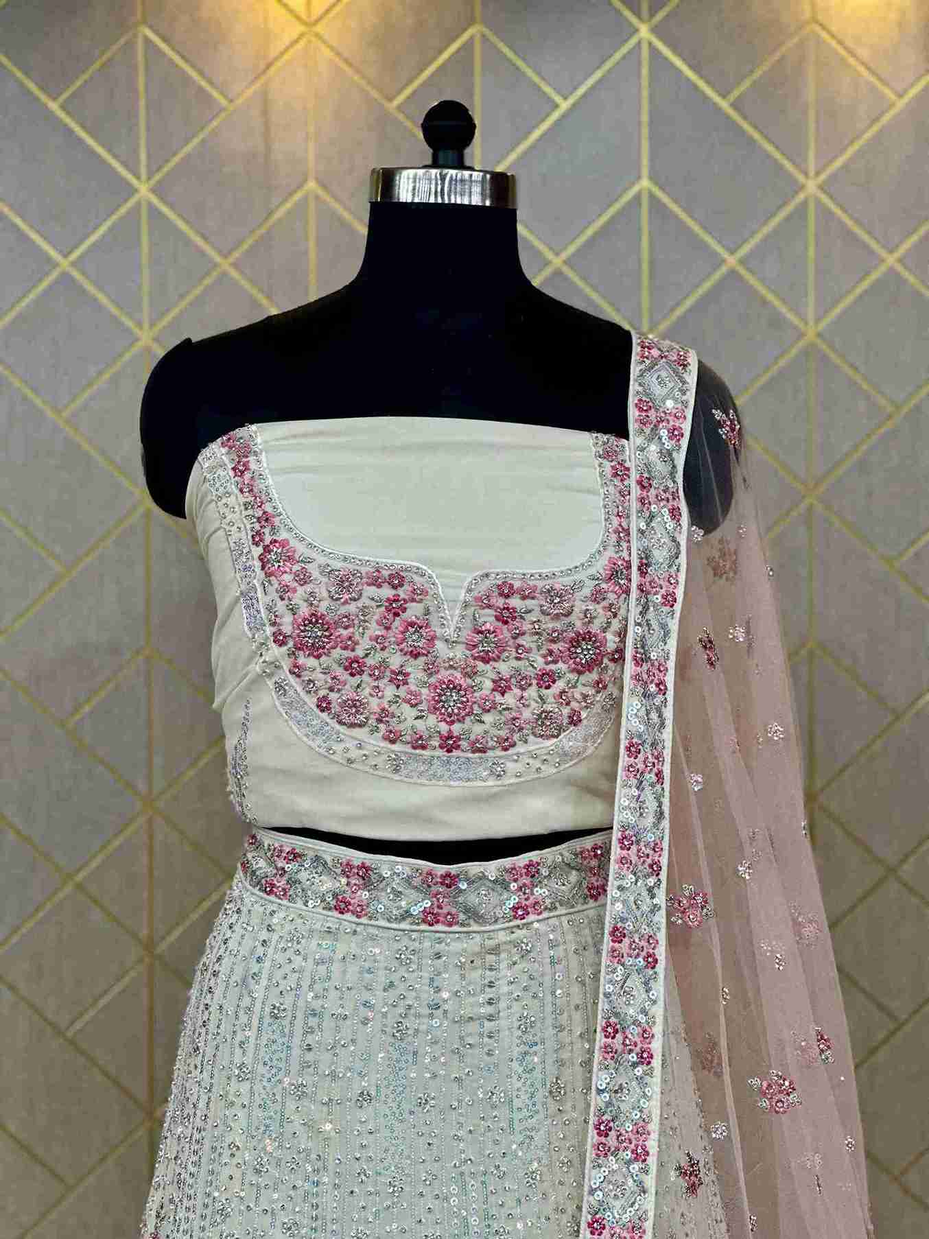 Sequin Embroidered Georgette Lehenga Set