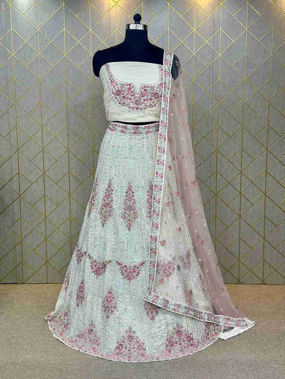 Sequin Embroidered Georgette Lehenga Set